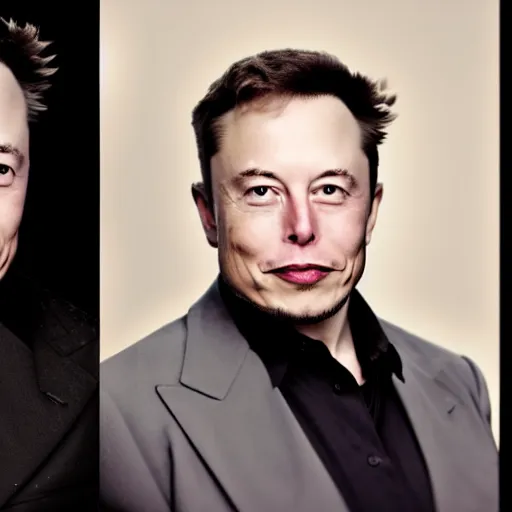 Prompt: elon musk with cool hairstyle, professional portrait photo