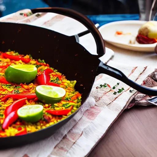 Prompt: high quality food picture of an authentic paella