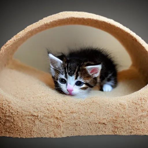 Image similar to kitten living inside a sandwish, hyper detailed