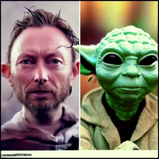 Image similar to thom yorke as yoda from star wars