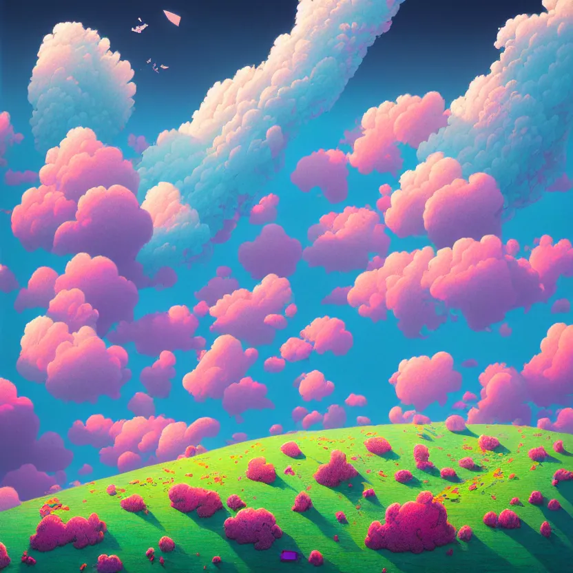 Image similar to white sea cloud, summer morning, very coherent and colorful high contrast, art by! gediminas pranckevicius! geof darrow, pastel color, volumetric lighting, cinematic, floralpunk screen printing woodblock, dark shadows, hard lighting, stippling art