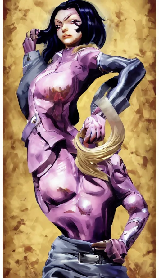 Image similar to funny valentine from jojo's bizarre adventure, official art, character concept, digital paintting, dynamic pose, concept art, very detailed, jojo's, high quality, 8 k