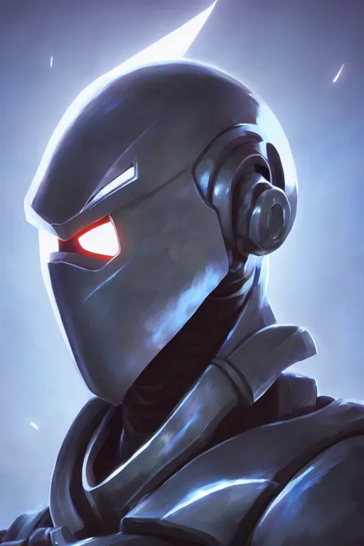 Image similar to epic mask helmet robot ninja portrait stylized as fornite style game design fanart by concept artist gervasio canda, behance hd by jesper ejsing, by rhads, makoto shinkai and lois van baarle, ilya kuvshinov, rossdraws global illumination radiating a glowing aura global illumination ray tracing hdr render in unreal engine 5