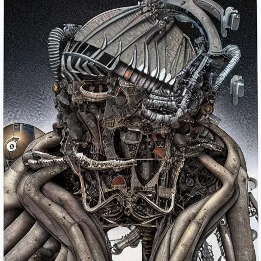 Prompt: biomechanical atrocity by katsuhiro otomo and giger