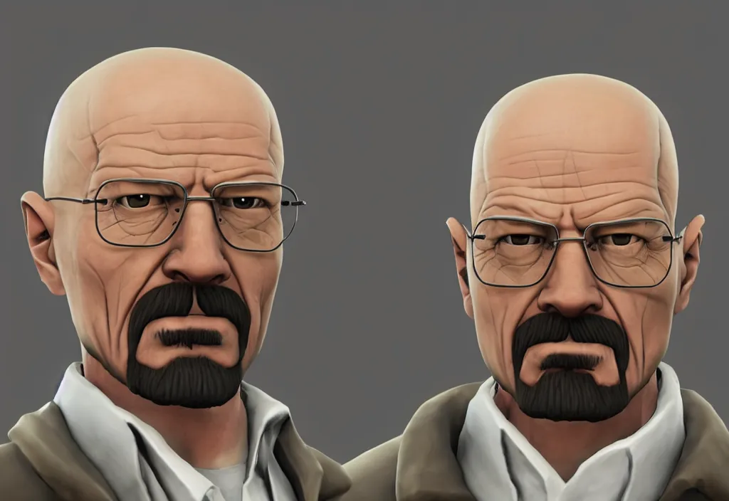 Image similar to walter white in team fortress 2, walter white in the video game team fortress, gameplay screenshot, close up, 3 d rendering. unreal engine. amazing likeness. very detailed.