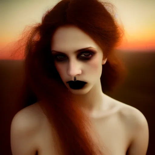 Prompt: photographic portrait of a stunningly beautiful gothic female in soft dreamy light at sunset, contemporary fashion shoot, by edward robert hughes, annie leibovitz and steve mccurry, david lazar, jimmy nelsson, breathtaking, 8 k resolution, extremely detailed, beautiful, establishing shot, artistic, hyperrealistic, beautiful face, octane render