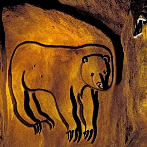 Image similar to shaman in a bear mask, chauvet cave art