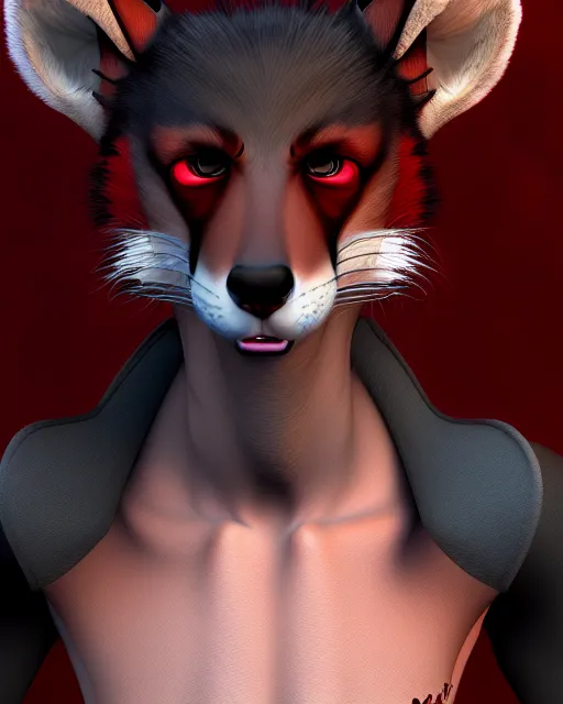 Image similar to furry - male - red - black - weasel - chaos theorist - fursona uhd ue 5 visual novel pc game expressions, photorealistic