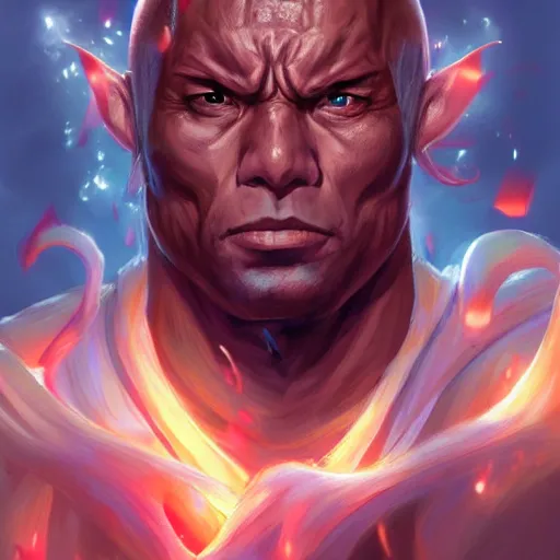 Prompt: anime portrait of the rock as a shaman yedi using dark force to eliminate trump as an anime antagonist by Stanley Artgerm Lau, WLOP, Rossdraws, James Jean, Andrei Riabovitchev, Marc Simonetti, and Sakimichan, trending on artstation