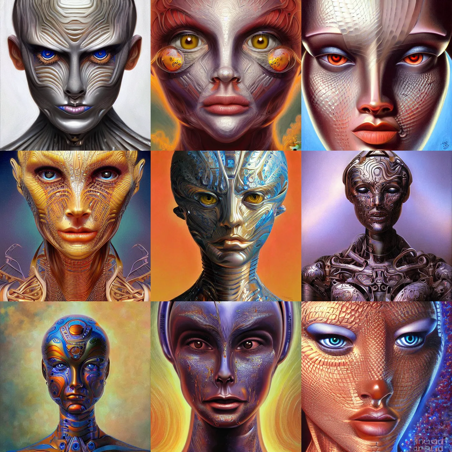 Prompt: humanoid robot, highly detailed, digital painting, smooth, sharp, beautiful face, expressive eyes, highly intricate, art by Boris Vallejo and alex gray