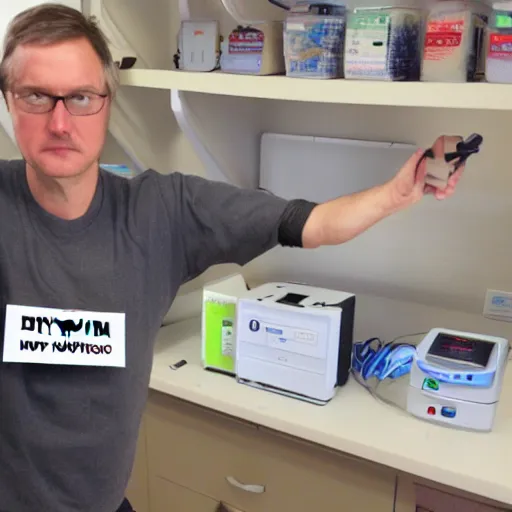 Image similar to Dwight is excited that he got a new Dymo label maker