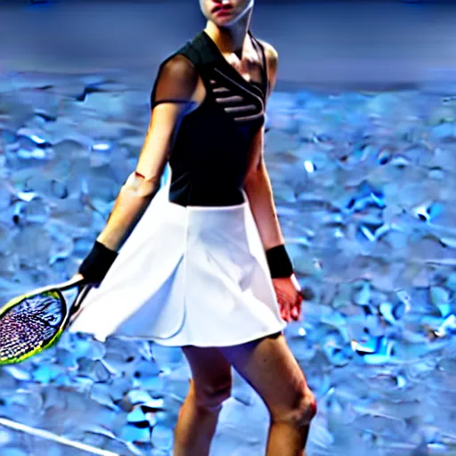 Image similar to a tennis dress from the future designed by Hugo Boss.