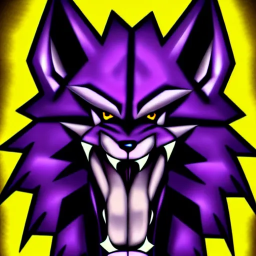 Prompt: anthropomorphic muscular purple wolf, generic furry style, wearing jeans, deviant art, professional furry drawing, insanely detailed, artistic design, hyper detailed wolf - like face, doing a pose from jojo's bizarre adventure, detailed veiny muscles, exaggerated features, beautiful shading, dramatic lighting, huge spikey teeth, grinning