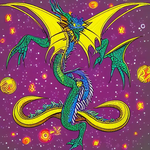 Prompt: A Dragon Complete Body cosmic color scheme