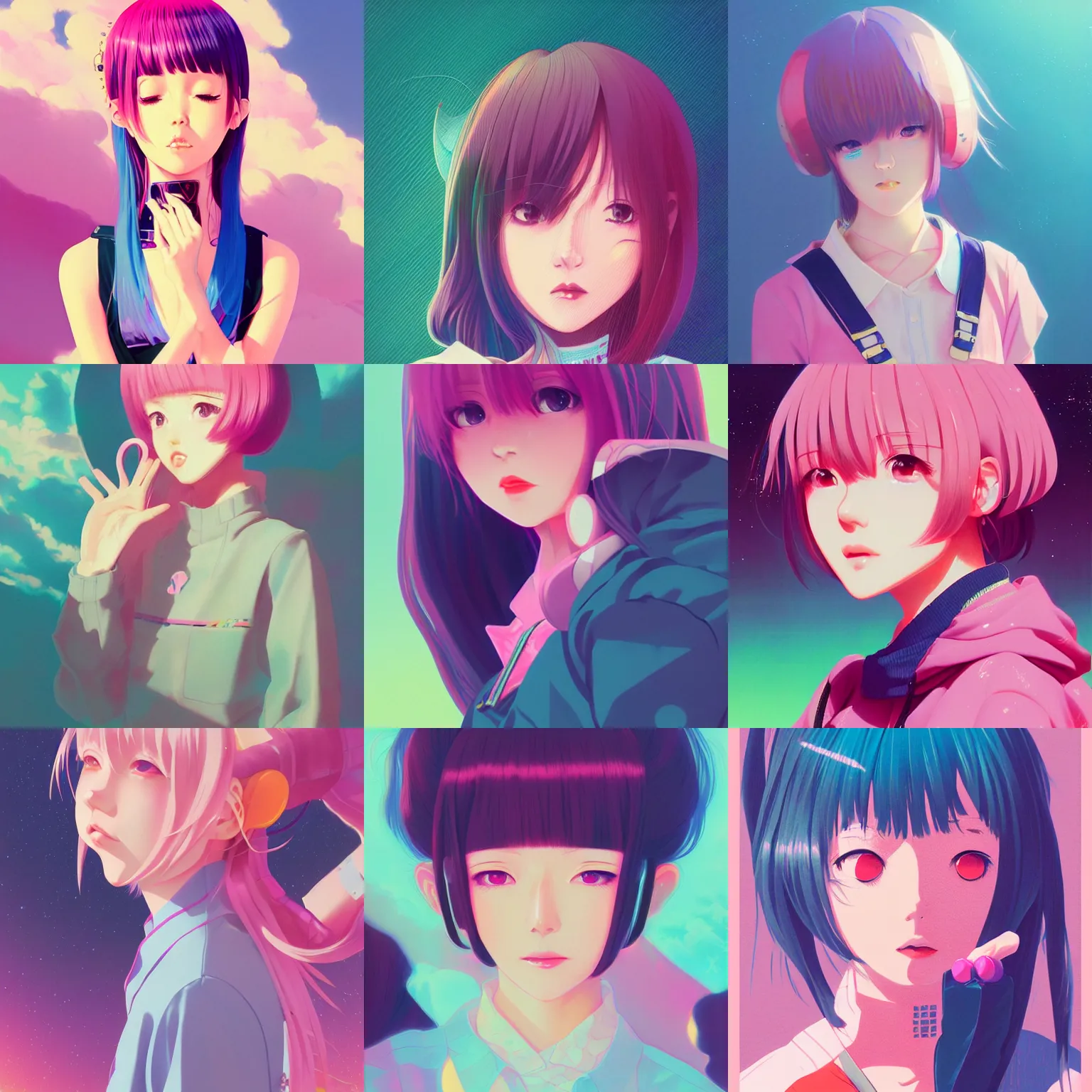 Prompt: retro 9 0 s japanese, lofi girl aesthetic, pastel anime girl kawaii waifu, vaporwave colors, anime, futuristic, hyperrealistic painting, by stanley twardowicz ilya kuvshinov rossdraws