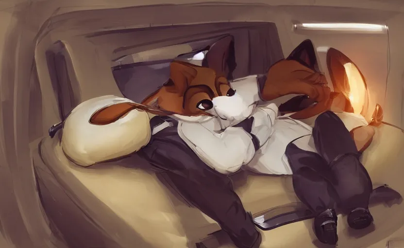 Image similar to a furry human - like dressed policewoman sleeping on duty in the police car, artstation hq, stylized, symmetry, modeled lighting, expressive, studio photo refined, highly detailed, hyper realistic, furry, sense of awe, zootopia style