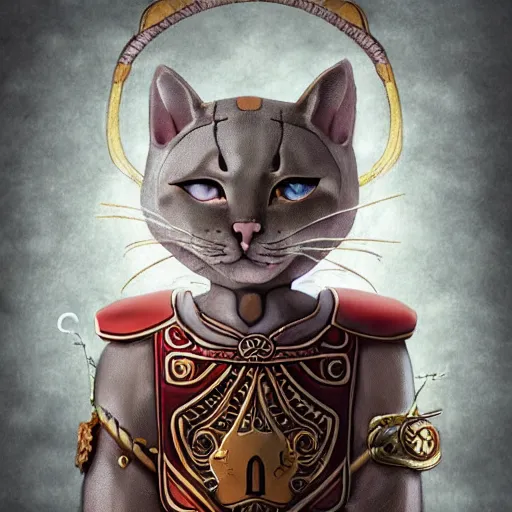 Image similar to illustration of the roman emperor augustus neko man half cat, character design, art station, epic, elegant, masterpiece of akira toriyama