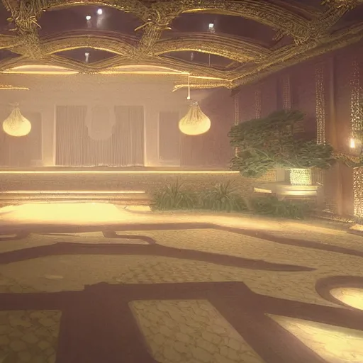 Image similar to the grand entrance, art by kotaro chiba, volumetric lighting