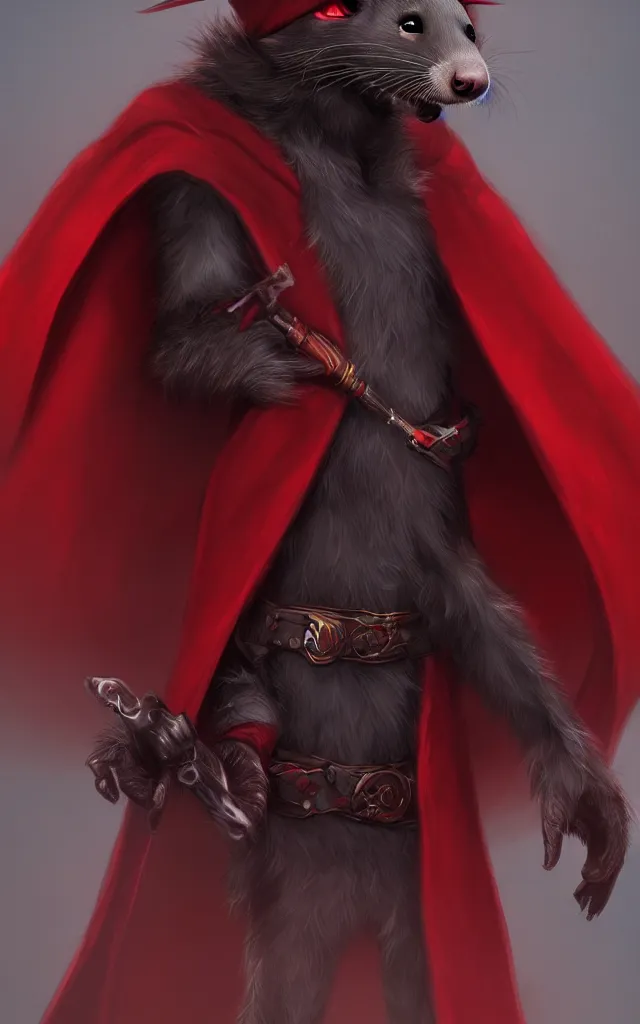 Image similar to a anthropomorphic ferret is a dark warlock dressed red robes, he's very menacing and evil, hyperdetailed, artstation, cgsociety, 8 k