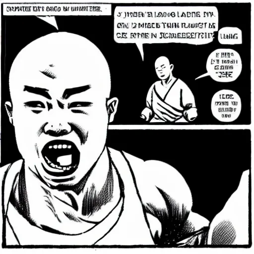 Image similar to shaolin monk putting on an army uniform and saying I\'m ready in a speech bubble