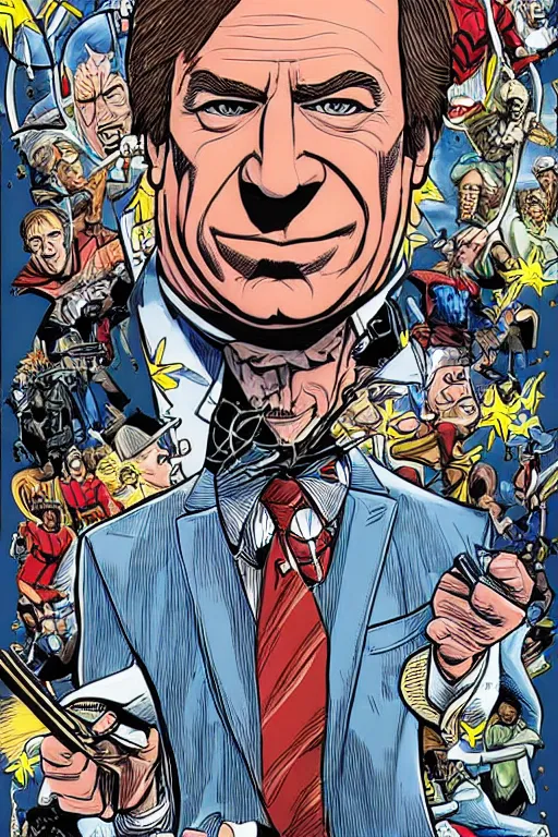 Prompt: portrait of Saul Goodman as a superhero called Law-Man, by Arthur Adams