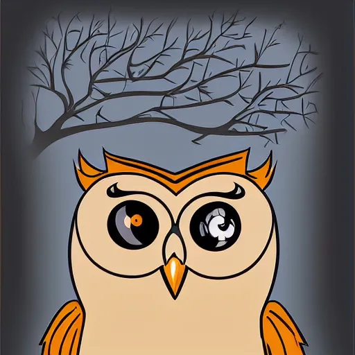 Image similar to a stern looking owl girl dressed as a teacher, digital art