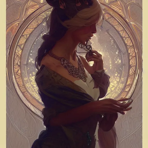 Image similar to cat, fantasy, intricate, elegant, highly detailed, digital painting, artstation, concept art, matte, sharp focus, illustration, art by artgerm and greg rutkowski and alphonse mucha