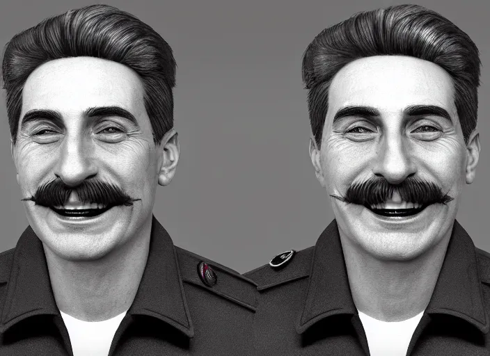 Image similar to hyper detailed portrait of smiling 2 3 year old stalin by richard avedon, unreal engine 5, lumen, nanite, dslr