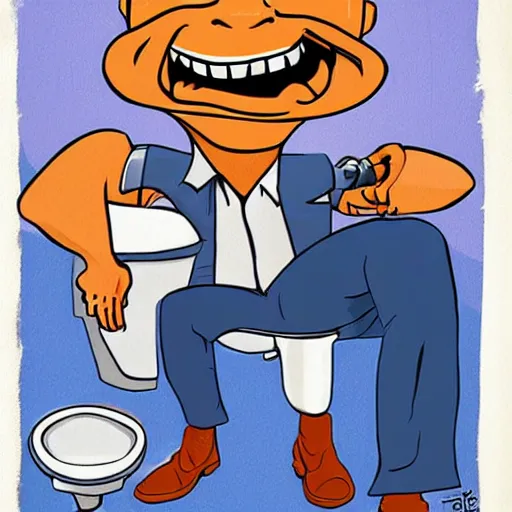 Image similar to obama the plumber, fixing a toilet, in the style of dave macdowell