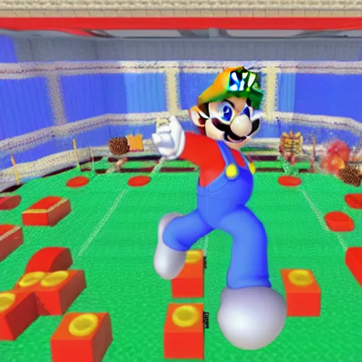 Prompt: super mario 6 4 liminal space