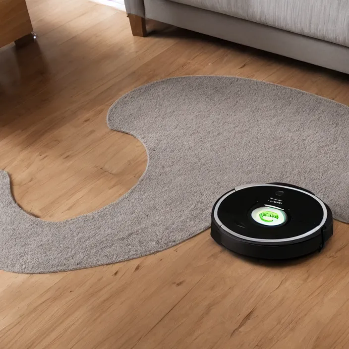 Prompt: A Roomba attachment with a stand and food tray to have a low effort robotic horderve waiter, product advertising, professional advertising, studio quality product