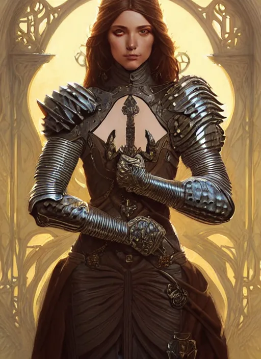 Image similar to Muscular and powerful medieval knight portrait, art nouveau, fantasy, intricate flower designs, elegant, highly detailed, sharp focus, art by Artgerm and Greg Rutkowski