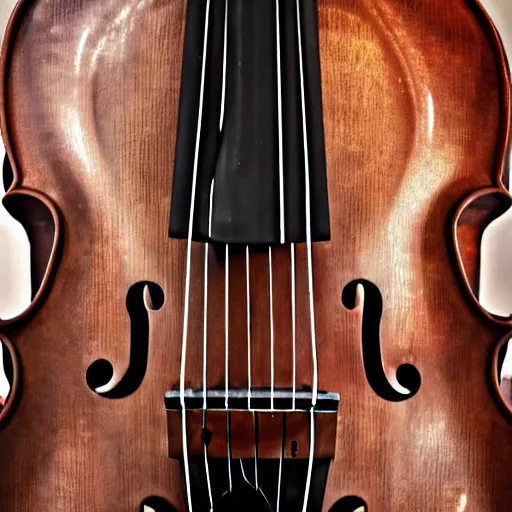 Image similar to a steampunk cello, closeup shot,