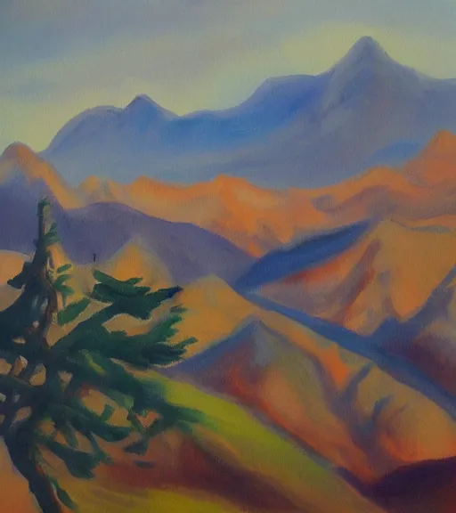 Image similar to painting of mountains by lan ying