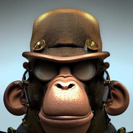 Prompt: steampunk monkey, portrait, concept art, rim light, octane render, anime, moebius, highly detailed