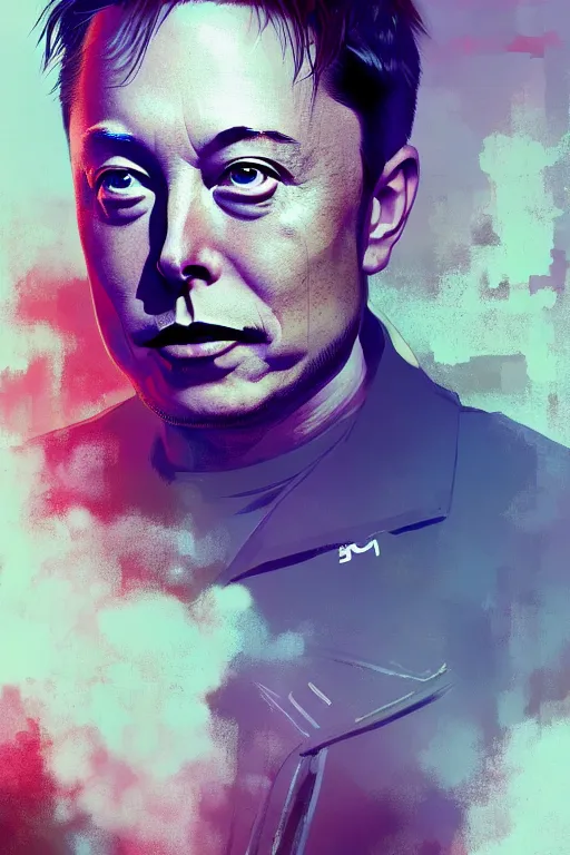 Image similar to elon musk, manga cover art, detailed color portrait, artstation trending, 8 k, greg rutkowski