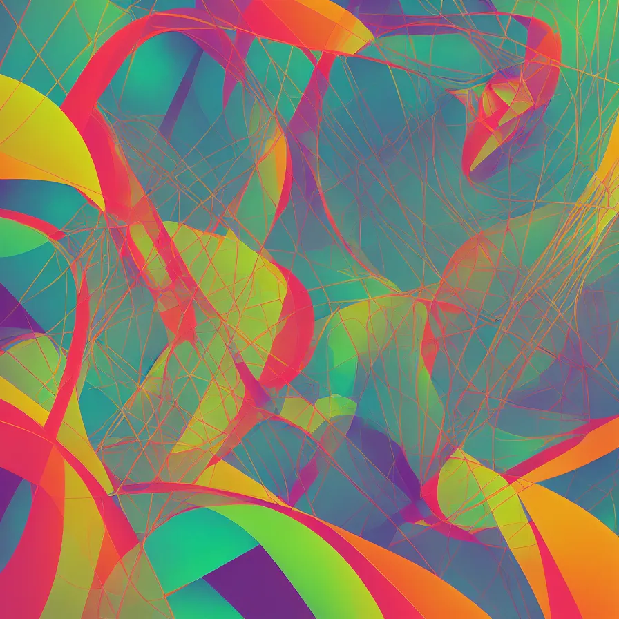 Prompt: album cover design tropical geometry, my home, house and joyess emotion, by Jonathan Zawada, Pi-Slices and Kidmograph, colorful digital art