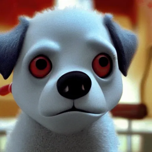 Prompt: pixar animation of a mad scientist puppy