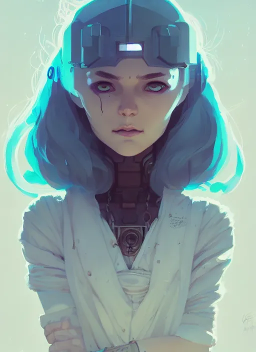 Prompt: portrait of cute psyker maiden girl, warhammer, cyberpunk by atey ghailan, by greg rutkowski, by greg tocchini, by james gilleard, by joe gb fenton, by in kaethe butcher, dynamic lighting, gradient light blue, brown, blonde cream and white color in scheme, grunge aesthetic