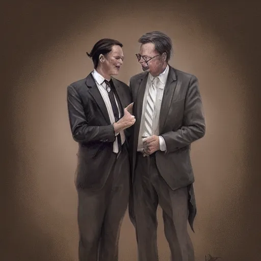 Image similar to amazing lifelike award winning pencil illustration of elder price and elder Cunningham Book of Mormon trending on art station artgerm Greg rutkowski cinematic