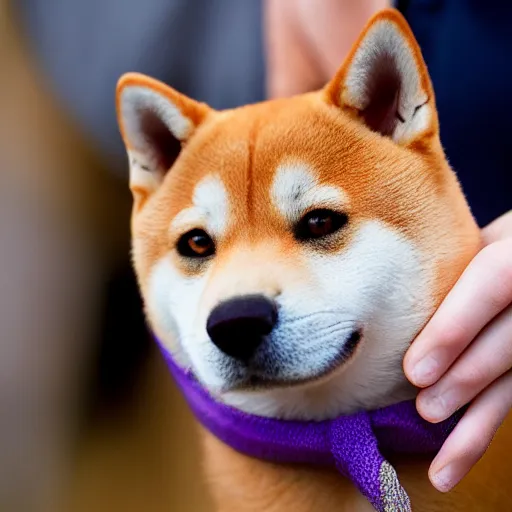 Image similar to close - up portrait of shiba inu holding club in hands, ( eos 5 ds r, iso 1 0 0, f / 8, 1 / 1 2 5, 8 4 mm, postprocessed, sharp )