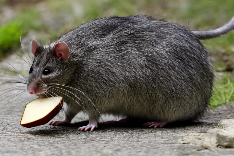 Image similar to 9, photo, emma watson as anthropomorphic furry - rat, 1 8 6 5 5, she is a real huge fat rat with rat body, cats! are around, eating cheese, highly detailed, intricate details