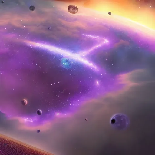 Image similar to a purple galaxy against the pitch black universe, matte painting, concept art, 4 k