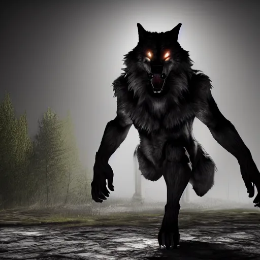 Image similar to werewolf from van helsing unreal engine hyperreallistic render 8k