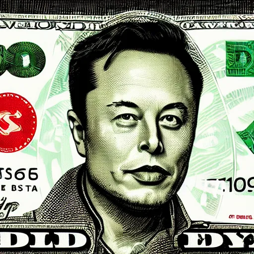 Image similar to Elon musk on the Mars Dollar bill