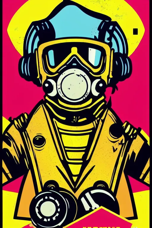 Image similar to fallout 7 6 retro futurist illustration art by butcher billy, sticker, colorful, illustration, highly detailed, simple, smooth and clean vector curves, no jagged lines, vector art, smooth andy warhol style