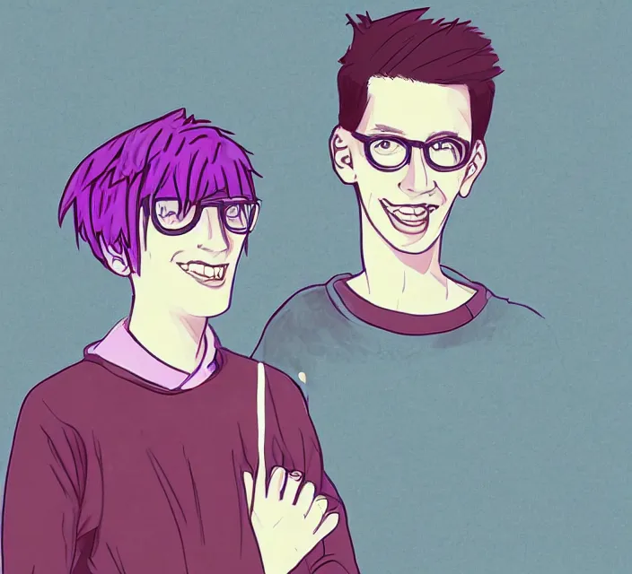 Image similar to a digital drawing of young neil cicierega in a emo / scene style, trending on pixiv,