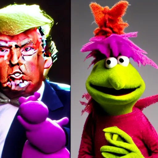 Image similar to Donald Trump as a Gorg, from tv show Fraggle Rock