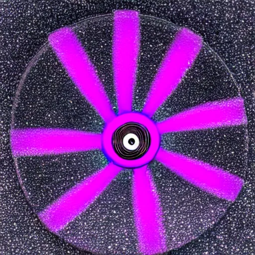 Prompt: purple metallic spintop spinner spinning in space