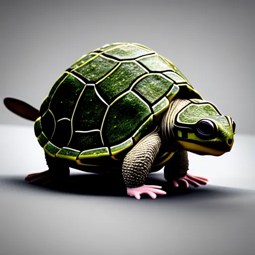Image similar to , a mouse turning into a turtle, ultra realistic, intricate details, highly detailed, photorealistic, octane render, 8 k, unreal engine.